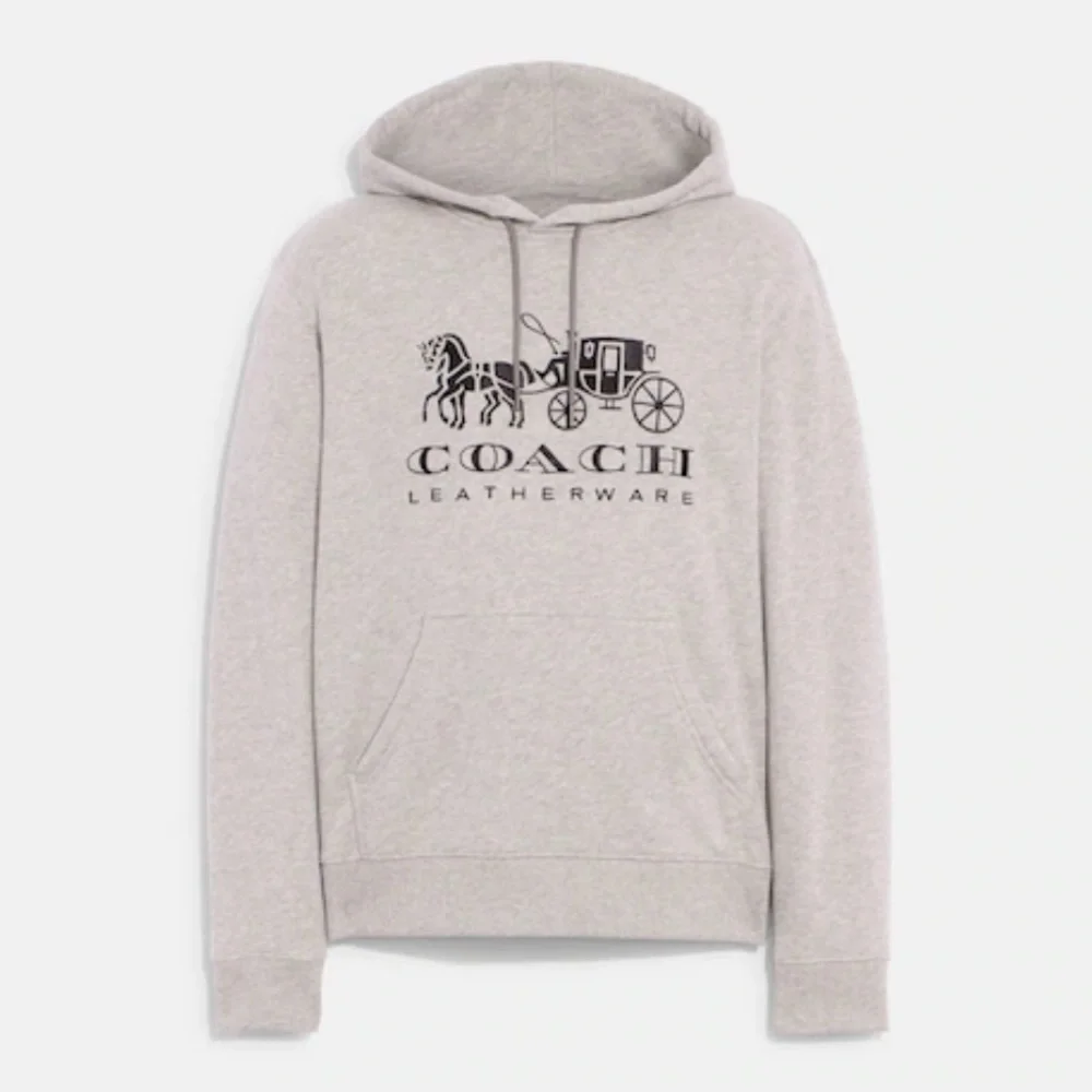 NWT Gray COACH Men’s Hoodie, Embroidery Horse & Carriage Logo - Picture 1 of 5